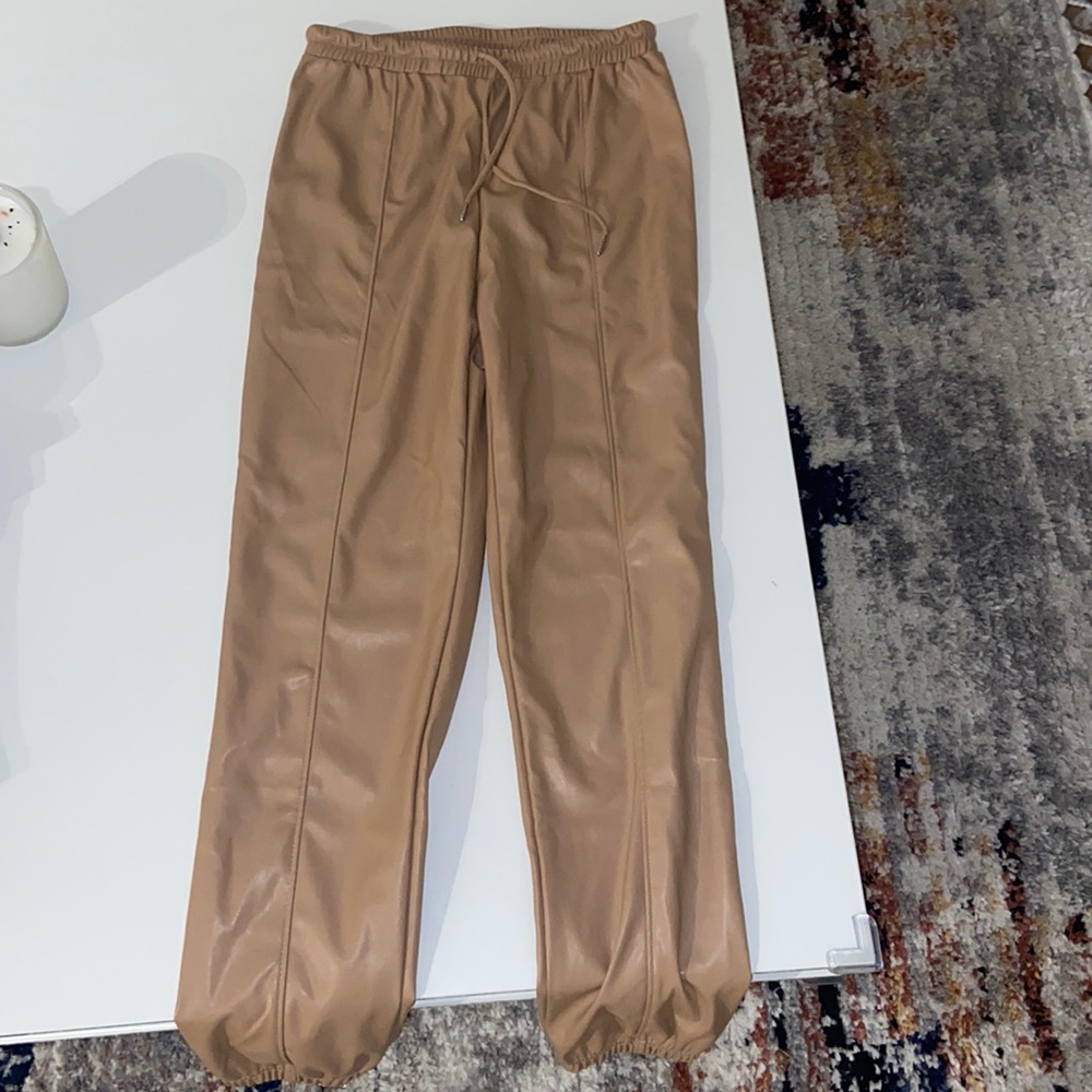 Leather pants, beige, brand new